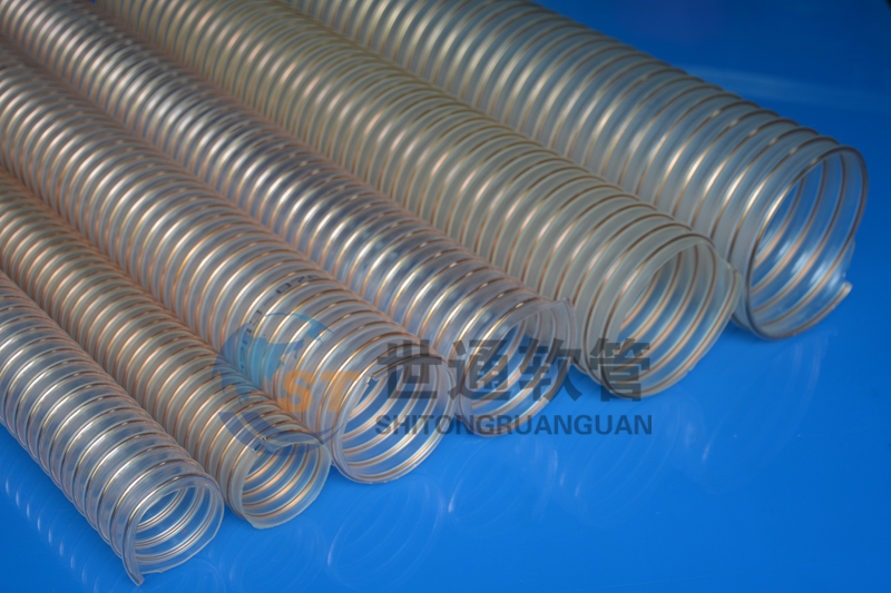 PU 鋼絲軟管，PU鋼絲管，PU聚氨酯鋼絲波紋管，耐磨工業(yè)吸塵通風(fēng)軟管 